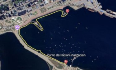apa del recorrido de la excursión Packrafting Bahía Ushuaia bordeando la costa del Canal Beagle operada por Vértice Expediciones